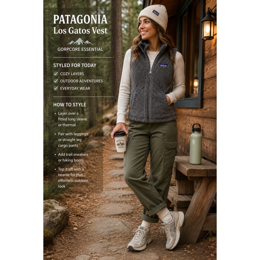 Patagonia Women's ExSmall Los Gatos Gray Fuzzy Fleece Vest‎ Gorpcore 25216